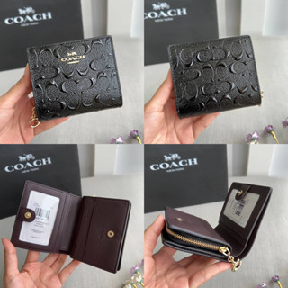 🎀 (สด-ผ่อน) กระเป๋าสตางค์ 2 พับ สีดำนูน Coach SNAP WALLET CH594