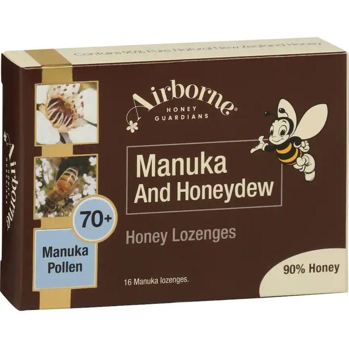 Airborne Manuka and Honeydew Honey Lozenges แอร์บอร์น มานูก้า แอนด์ ฮันนี่ดิว ฮันนี่ โลเซนเกส น้ำผึ้งชนิดเม็ด 45g.