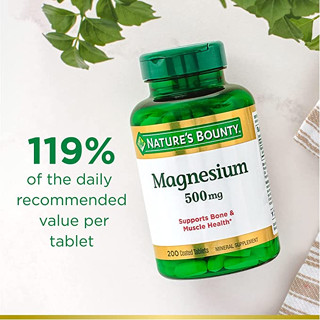 แม็กนีเซียม โดสสูง Natures Bounty Magnesium ขนาด 500 มิลลิกรัม  200 เม็ด