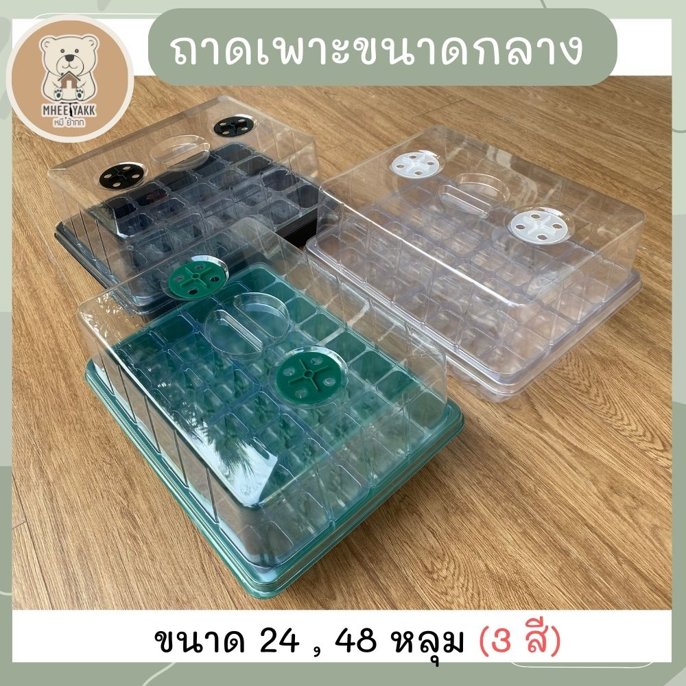 ถาดเพาะเมล็ดขนาดกลาง(M) 24,48หลุม กล่องเพาะเมล็ด  ถาดปักชำกิ่ง พร้อมฝาบ่มระบายอากาศ ทรงสูง