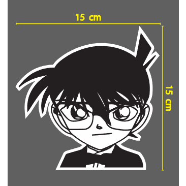 สติกเกอร์ ตัด ไดคัท รูปหน้า นักสืบจิ๋ว โคนัน  ขนาด 15 x 15 ซม. Detective Conan (วัสดุเป็น PVC กันน้ำ)