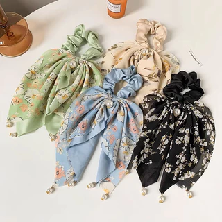🇹🇭พร้อมส่งในไทย🇹🇭 ยางรัดผมผ้า 2 ชั้น DECOR BAND ลายสวยประดับมุก แบบเรียบน่ารัก สวยหวานสไตล์เกาหลี!!! ยางมัดผม