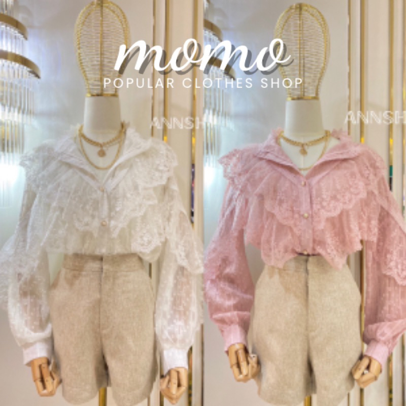 พร้อมส่งรุ่นระบายอกอลัง เสื้อลูกไม้งานบุญงานบวช เสื้อลูกไม้ออกงานหรูหรา