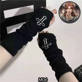พร้อมส่งจากไทย ❣️ ถุงมือยาว ครึ่งแขนแบบเปิดนิ้ว ปลอกแขนแฟชั่น Punk E-girls