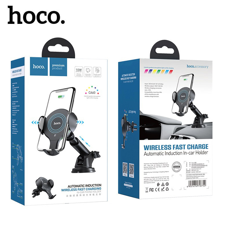 Hoco CA60 ที่วางโทรศัพท์ในรถยนต์ Aspiring Infrared Sensor Wireless Charging Car Holder ใหม่ล่าสุด สิ