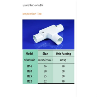 ข้อต่อสามทาง รุ่น IT Upvc ขนาด16mm.-32mm.สีขาว  Tee Coupling ยีห้อ PRi