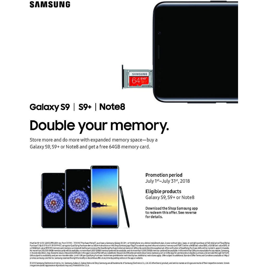 โทรศัพท์มือถือ Samsung Galaxy 9Plus (RAM6 ROM 128+256GB) เครื่องแท้ มือ1