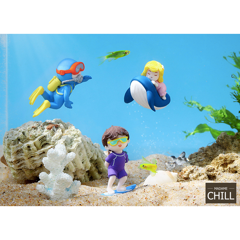 [MC645] ตุ๊กตุ่นจิ๋ว นักโต้คลื่น นักประดาน้ำ สาวน้อยขี่ปลาวาฬ (1 ตัว ราคา 25 บาท)