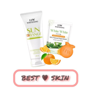 ครีมกันแดด11W ลูกส้ม ไวท์เทนนิ่ง ซัน ออเร้นจ์ whitening Sun orange + สบู่ฟอกผิวขาว [ถุงใหญ่]