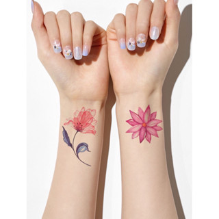 สติกเกอร์ แทททู รอยสัก นำเข้า tattoo sticker  ดอกไม้สีอ่อน **กันน้ำ