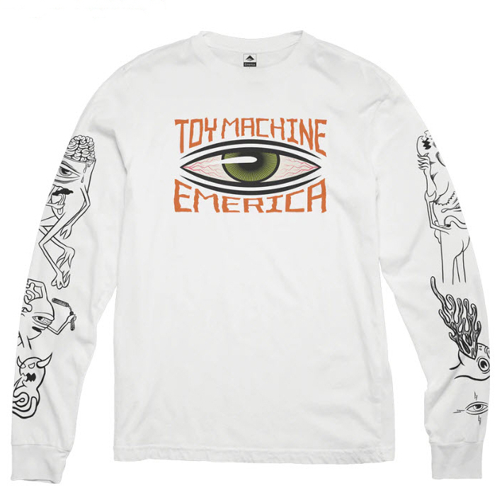 พร้อมส่ง!เสื้อยืด Emerica X Toy Machine EYE แขนยาว แบรนด์สเก็ตใหม่แท้จาก USA!!