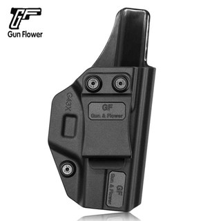 ซองปืนพกใน Polymer Glock 43 ด้านหลังเป็นคลิปเหน็บเข็มขัด มีตัวปรับกระชับ ได้ตามความต้องการ