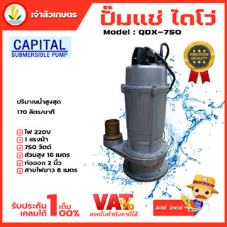 ปั๊มแช่ ดูดน้ำ ไดโว่ ปั๊มจุ่ม Capital 2 นิ้ว 220v ส่งสูง ปั๊มน้ำ คุณภาพสูง