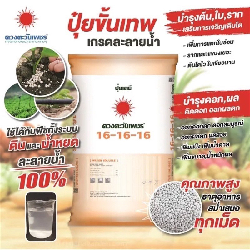 ปุ๋ย16-16-16ดวงตะวันเพชร แบ่งขาย5โล บรรจุใส่ถุงซิป