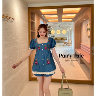 Pairy Tale  set 3ชิ้น เสื้อคอเหลี่ยมแต่งกระดุมหน้า(*สอบถามสต๊อกก่อนกดสั่งน๊า)