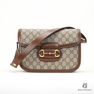 GUCCI HORSEBIT 1955 MEDIUM BROWN GG SUPREME MONOGRAM GHW