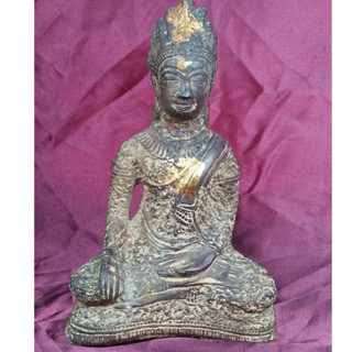 พระบูชาพระเทริดขนนก หน้าตัก6นิ้ว Buddha amulet, Buddha amulet, feather amulet, lap size 6 inches เนื้อหินศิลาแลง เก่าจัด