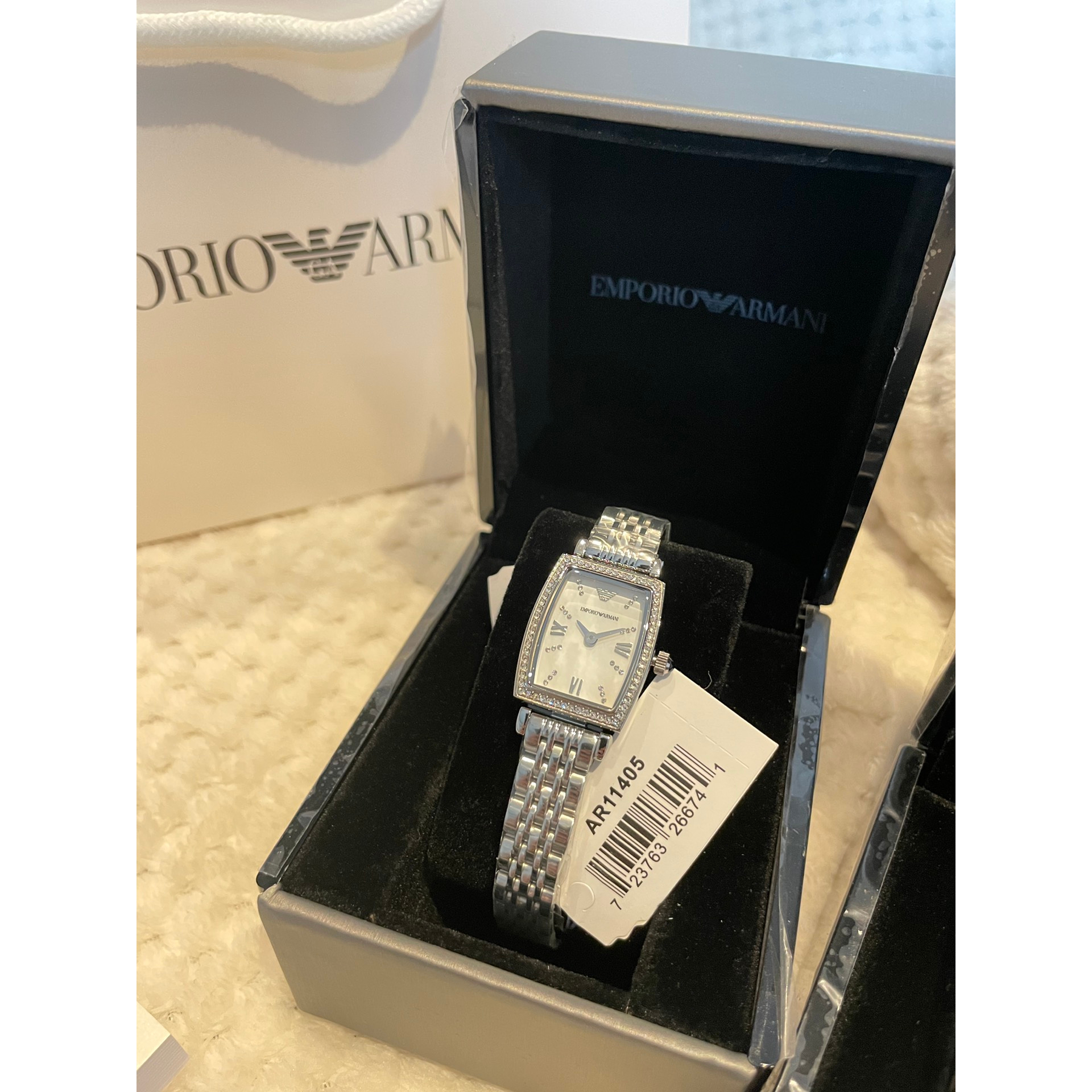 Armani woman's crystal-encrusted quartz watch AR11405 AR11406 - 26mm minimalist fashion watch