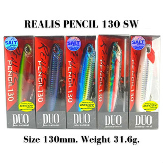 เหยื่อปลอม DUO REALIS PENCIL 130SW ขนาด 130 mm. น้ำหนัก 31.6 g. ตรงงานสายทะเล ตีตามฝูงลูกปลา ข้างเกาะ แนวหิน แอคชั่นสวย