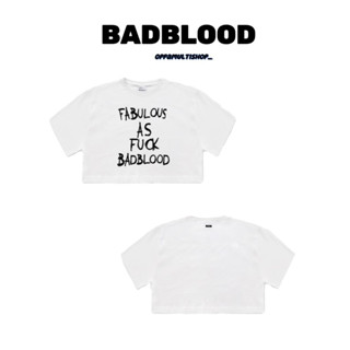 ✨🇰🇷BADBLOOD🇰🇷✨ Rhinestone Crop Short Sleeve Boxy Fit - White ✨🇰🇷🖤🤍