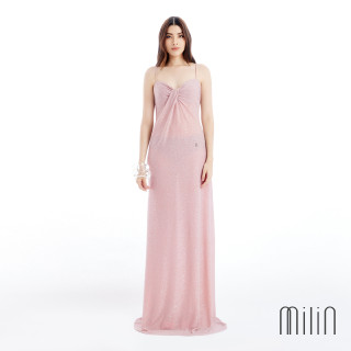 [MILIN] Tipsy Martini Glitter front drape with open-back spaghetti straps maxi dress เดรสยาวสายเดี่ยวจับจีบเว้าหลัง 41