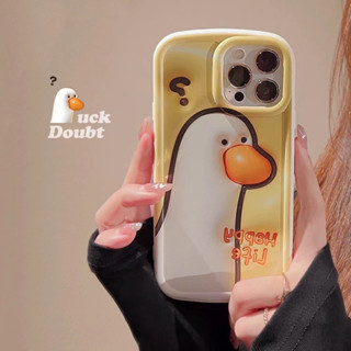 💕พร้อมส่ง💕iPhone 14 13 12 11 Pro Max เคส for เคสไอโฟน11 น่ารัก บางเบาพกพาง่าย การ์ตูน พื้นผิว 3 มิติ เป็ด แฟชั่น Case