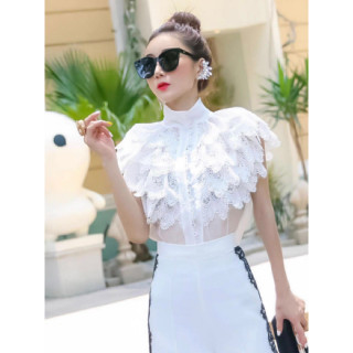 เสื้อลูกไม้ เเขนสั้น ผ้าลูกไม้ทั้งตัวสวยสะดุดตาสุดๆ (L2 cowear.closet)