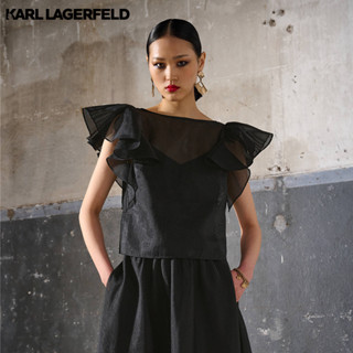 KARL LAGERFELD - ORGANZA RUFFLE TOP 235W1607 เสื้อ