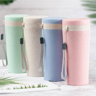 กระบอกน้ำฟางข้าวสาลี อย่างหนา ไม่แตกง่าย เป็นมิตรกับสิ่งแวดล้อม ขนาด 350 ml. มีหลายสีให้เลือก