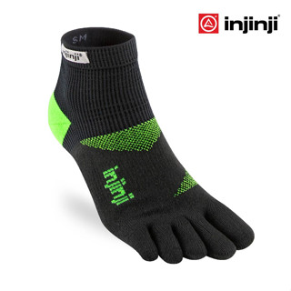 Injinji ถุงเท้าวิ่ง แยกนิ้ว INJINJI รุ่น TRAINER  MINI-CREW ยาวหุ้มข้อ LIME สีดำเขียว