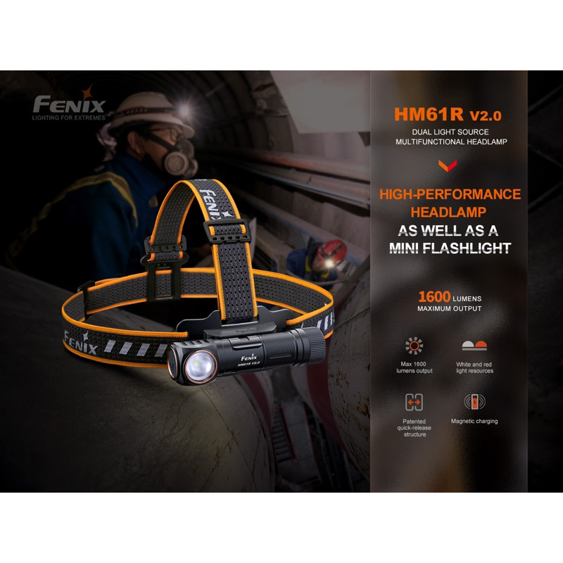 ไฟฉายคาดหัว Fenix HM61R v2.0 + Red Light Rechargeable Headlamp : สินค้ารับประกัน 3 ปี