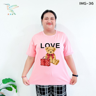 8000-IMG-36# 6สี  เสื้อยืด สกรีนลายหมี ไซส์จั้มโบ้ ลายน่ารักมาก