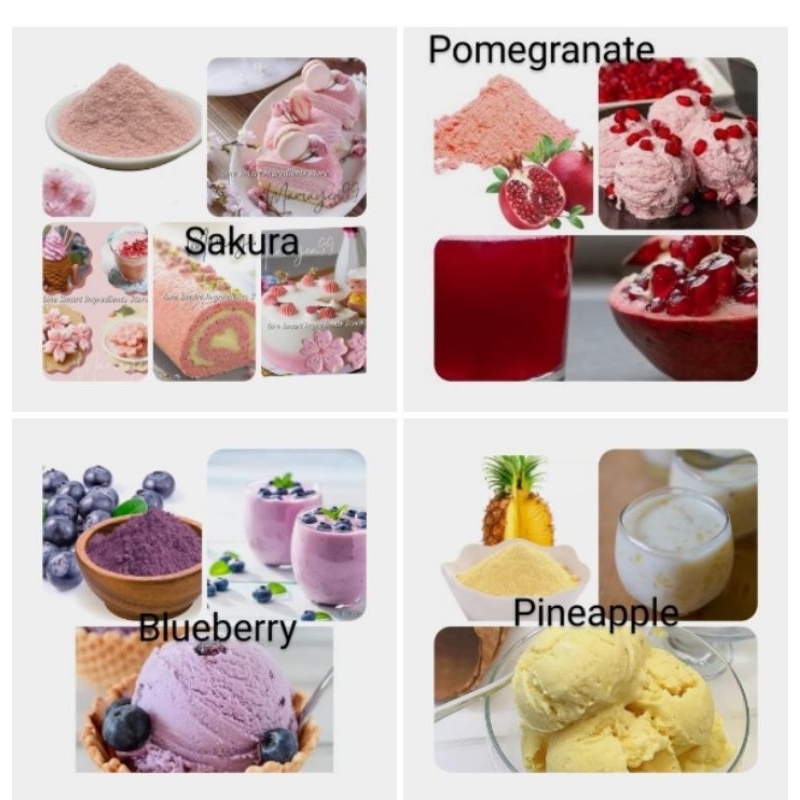 ผงผลไม้สกัด Fruit Powder 100 gram Pineapple/Strawberry/Blueberry/Sakura/Pomegranate