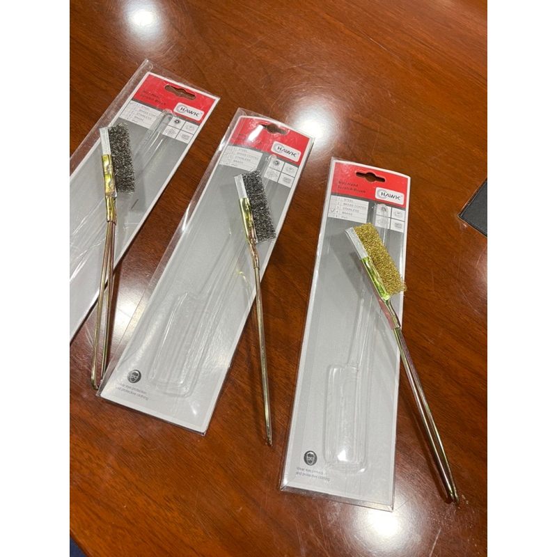 HAWK แปรงลวดมินิปลายตรง วัสดุทองเหลือง-สแตนเลส-เหล็ก เนื้อลวดหนานุ่ม แน่นปึ๊ก ไม่กระจายหักงอและหลุดง่าย