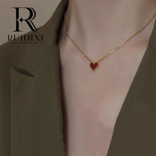 (🌼RUIDIXI🌼พร้อมส่งทีไทย) สร้อยคอหัวใจสีแดงฝรั่งเศส 18K ระเบิดกระดูกไหปลาร้าหญิง