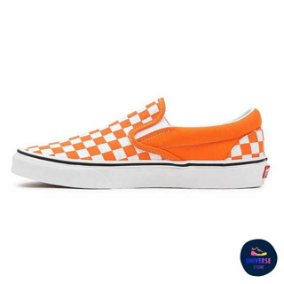 [ของแท้ ส่งฟรี จากไทย] VANS CLASSIC SLIP-ON - (CHECKERBOARD) ORANGE TIGER/TRUE WHITE