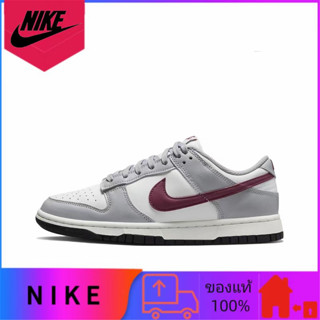 Nike Dunk Low "Grey/White" แท้ 100% กันลื่นดูดซับแรงกระแทกน้ำหนักเบารองเท้าผ้าใบสีเทา