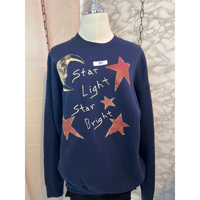 เสื้อสเวตเตอร์(sweater)👕🥼 Fruit of the loom สีน้ำเงินลายดาว star light star bright