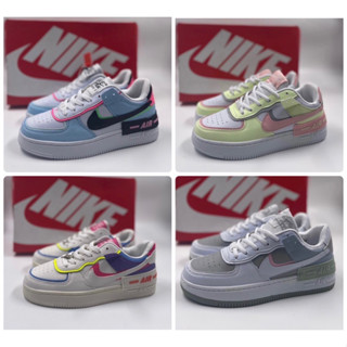 รองเท้าผ้าใบ🌈 New AIR FORCE 1 Shadow (+เพิ่ม1ไซส์)มี7สีโทนสีพาสเทล (แถมกล่อง) ✅จ่ายเงินปลายทางได้