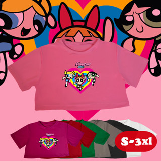 พร้อมส่ง  powerpuff girl เสื้อครอป พาวเวอร์พัฟฟ์เกิลส์ [S-5XL] อก 32-50 นิ้ว