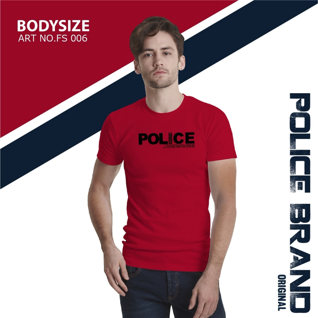 Police Brand เสื้อยืดทรงพอดีตัว Slim fit ผ้ายืดตามตัว 100% Cotton (FS006,BS004,XS003) — صورة 6