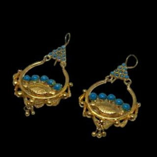 ต่างหู หินเทอร์ควอยส์ แฮนเมด Afghan Turquoise Earrings Dangle Jewelry Gemstone Handmade