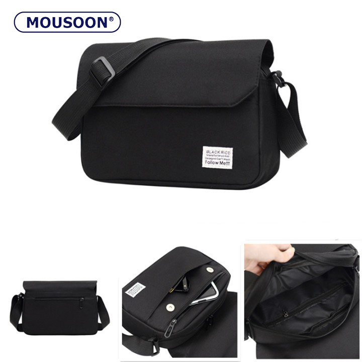 Mousoon กระเป๋าสะพายไหล่ผู้ชายผ้าใบกระเป๋าแฟชั่นลําลองเรียบง่ายน้ําหนักเบา Hot Hit