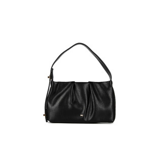 SHU LEATHER HANDBAGS SMALL ADJUSTABLE RUFFLED BAGS - BLACK