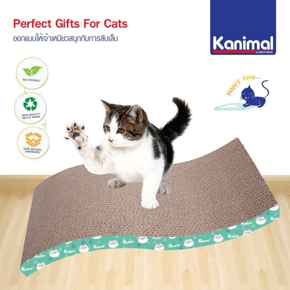 [CS-1010] Kanimal Cat Toy ของเล่นแมว ที่ข่วนเล็บแมว รุ่น Surf คลื่นใหญ่ Size L ขนาด 53.5x21x10 ซม. แถมฟรี! Catnip