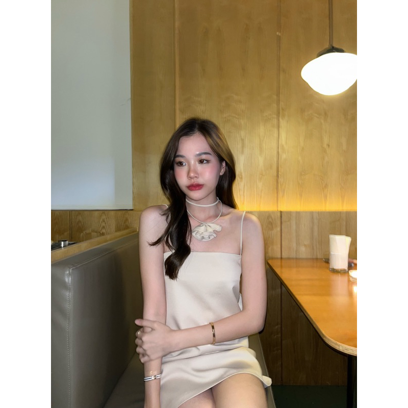 Sacha dress - Cream 🍯🍮🥧🍨 เดรสสายเดียวทรงเขารูป มาพร้อมกับปลอกคอดอกไม้ค่ะ🌷SC-CREAM - รูปที่ 3