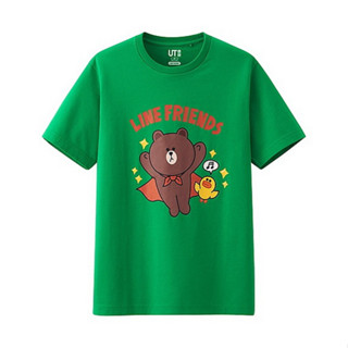 เสื้อยืด UNIQLO UT Line Friends ไซส์ S ลายหมี Brown สีเขียว ใส่ 2 ครั้ง