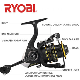 รอกสปิน RYOBI VIRTUS4000 (แขนเกลียว) แบรนด์คุณภาพ มาตราฐานญี่ปุ่น ลูกปืนแสตนเลส กำลังเบรคสูงแข็งแรง