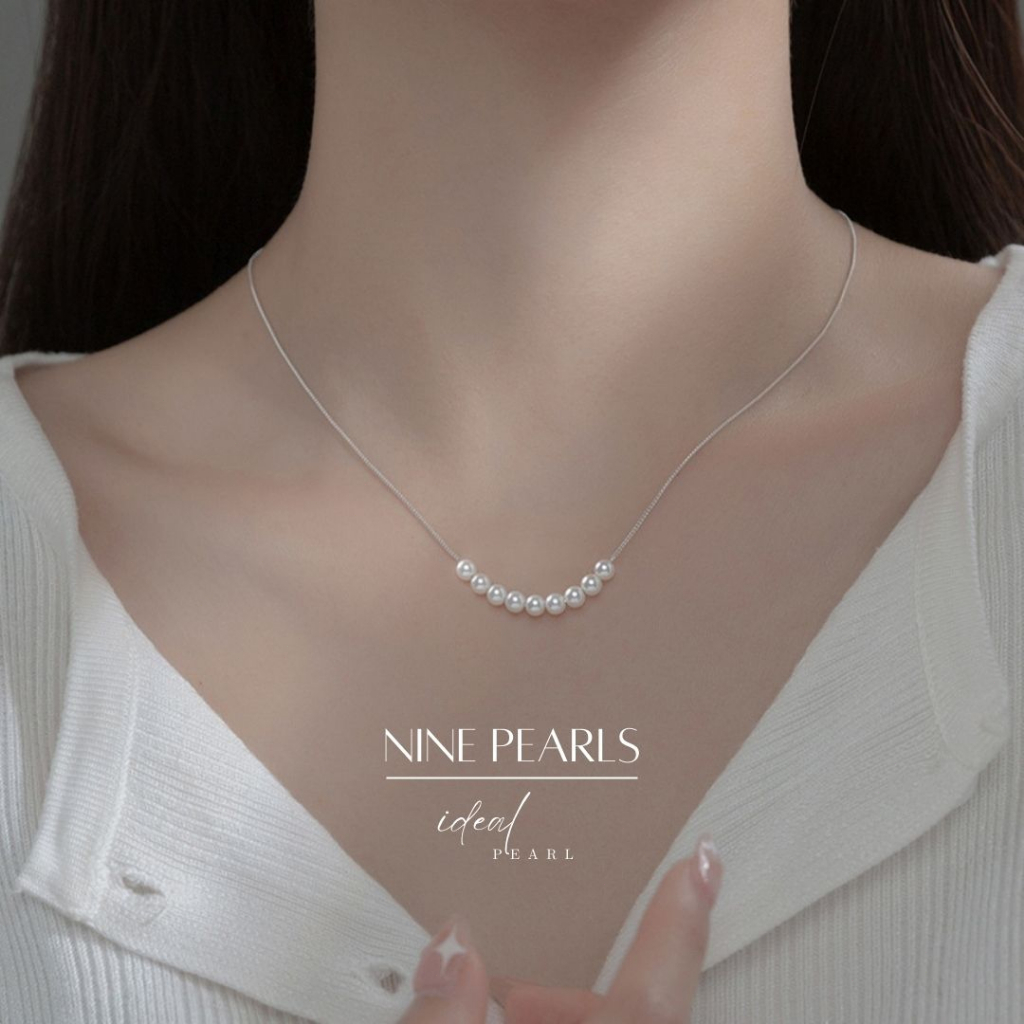 iDEAL สร้อยคอมุก Nine Pearls ไข่มุกสวยๆ เรียกทรัพย์ สร้อยคอเงินแท้ ของขวัญให้แฟน สไตล์ใหม่ 2024