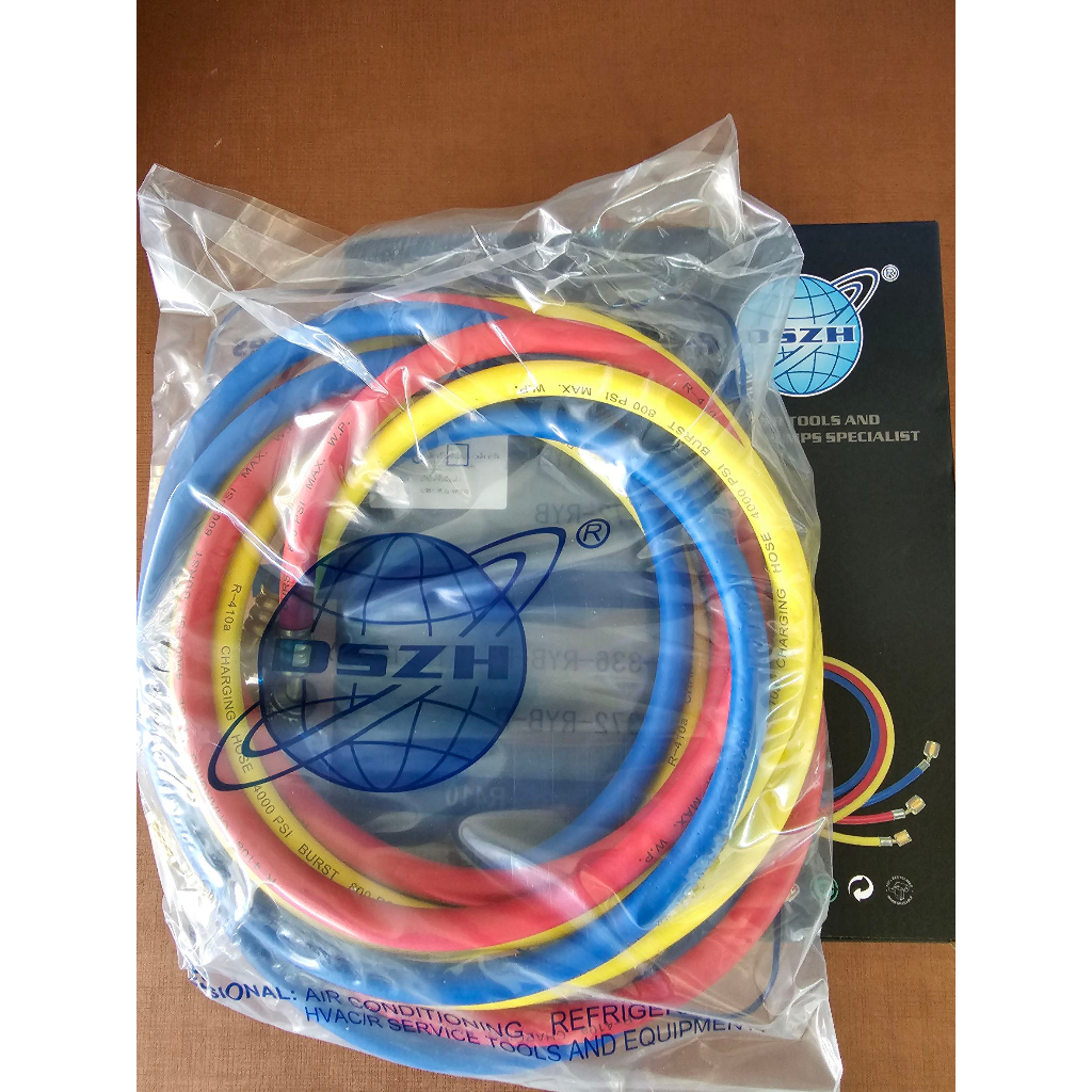 DSZH สายน้ำยาแอร์ 3 เส้น 72นิ้ว R410 R32 สายชาร์ตน้ำยาแอร์ สายเกจเติมน้ำยาแอร์ 6ฟุต 183ซม. แดง น้ำเง